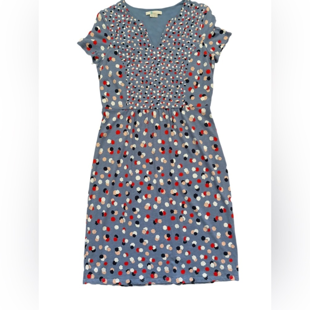 Boden Emory Jersey Polka Dot Periwinkle Blue, Red & White Knee Length Dress Sz 8 - Picture 10 of 11